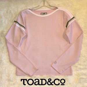 HORNY TOAD—WOMEN’S BOATNECK PINK & GREEN LS TOP!! SUPER CUTE, FANTASTIC SHAPE!!